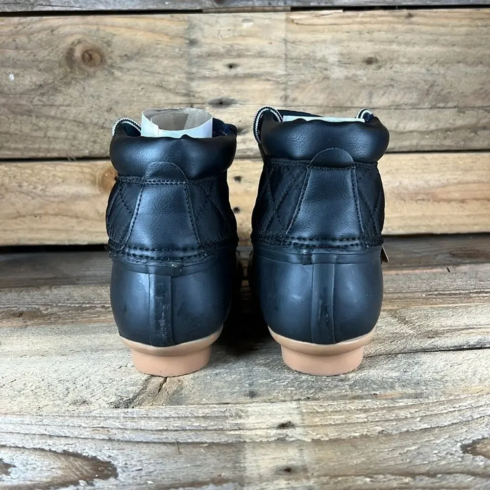 Skechers Women's Pond-Lil Puddles-Mid Quilted Lace Up Duck Boot - Black - 7 NIB